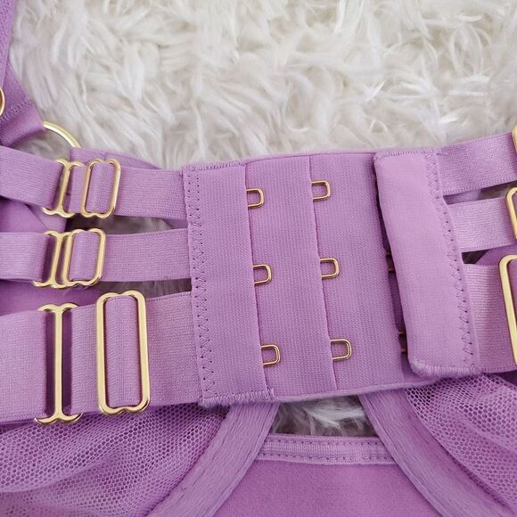 Victoria's Secret 38DD Lavender Cage harness unlined Balconet Very Sexy Bra - Picture 5 of 6